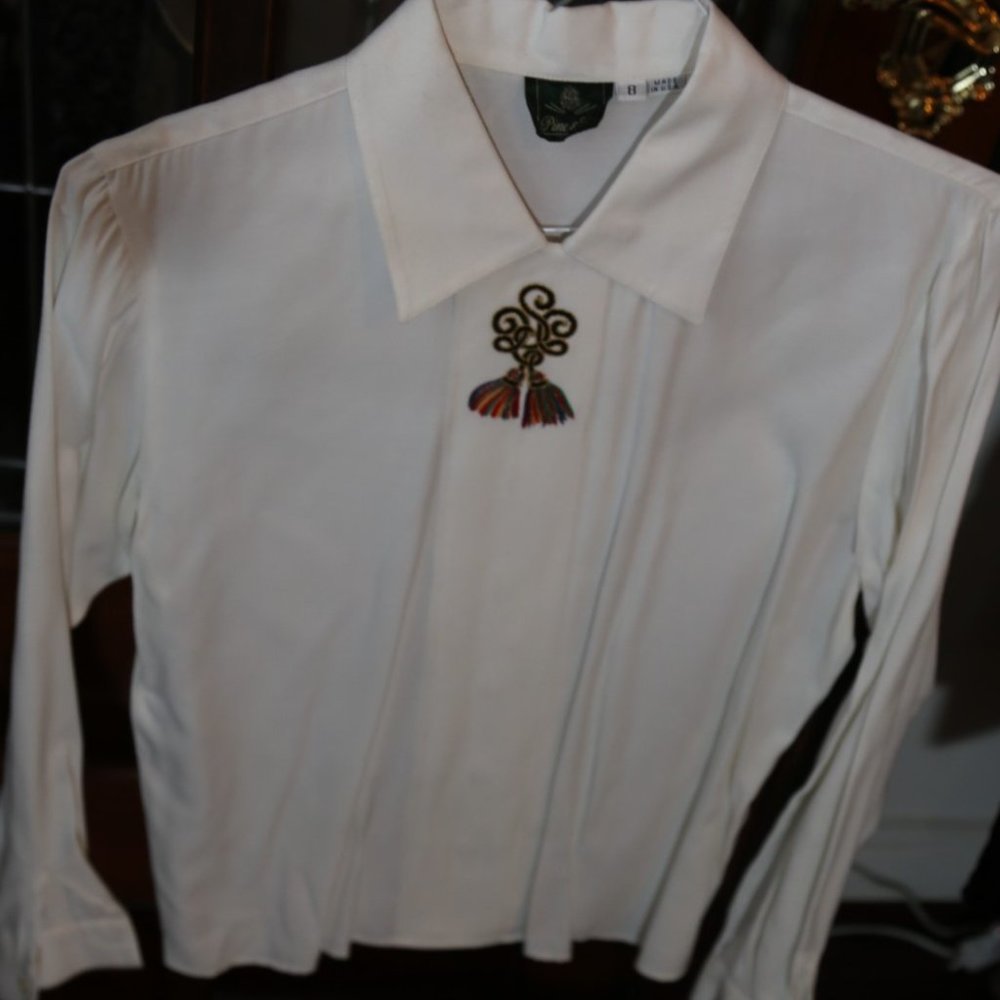 Vintage White Blouse by Pine & Co. Sz 8 with tassel